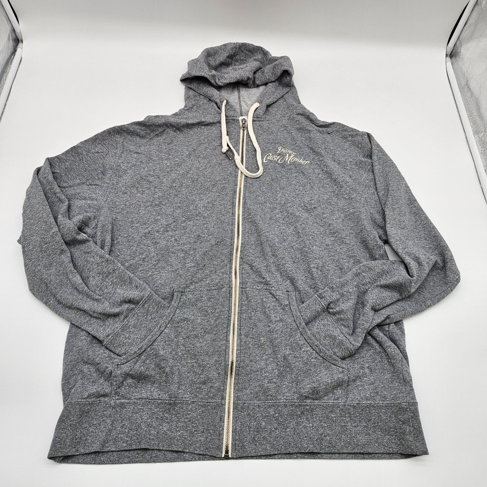 Disney Cast Member Gray Zip Hoodie 2XL ‎ Floral Back Design & Front Embroidered